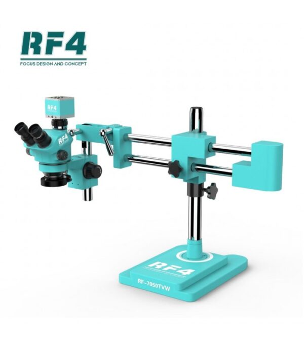 Rf4 Rf7050 Tvw Trinocular Stereo Microscope With Double Arm 360 Degree Angle Boom Stand