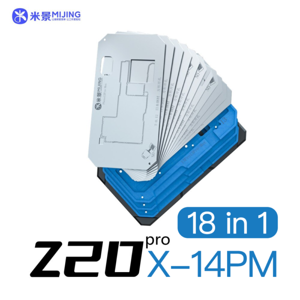 MiJing Z20 Pro 18 IN 1 BGA Reballing Stencil Kit For iPhone X 14Pro Max Middle Layer Motherboard Planting Tin Soldering Platform